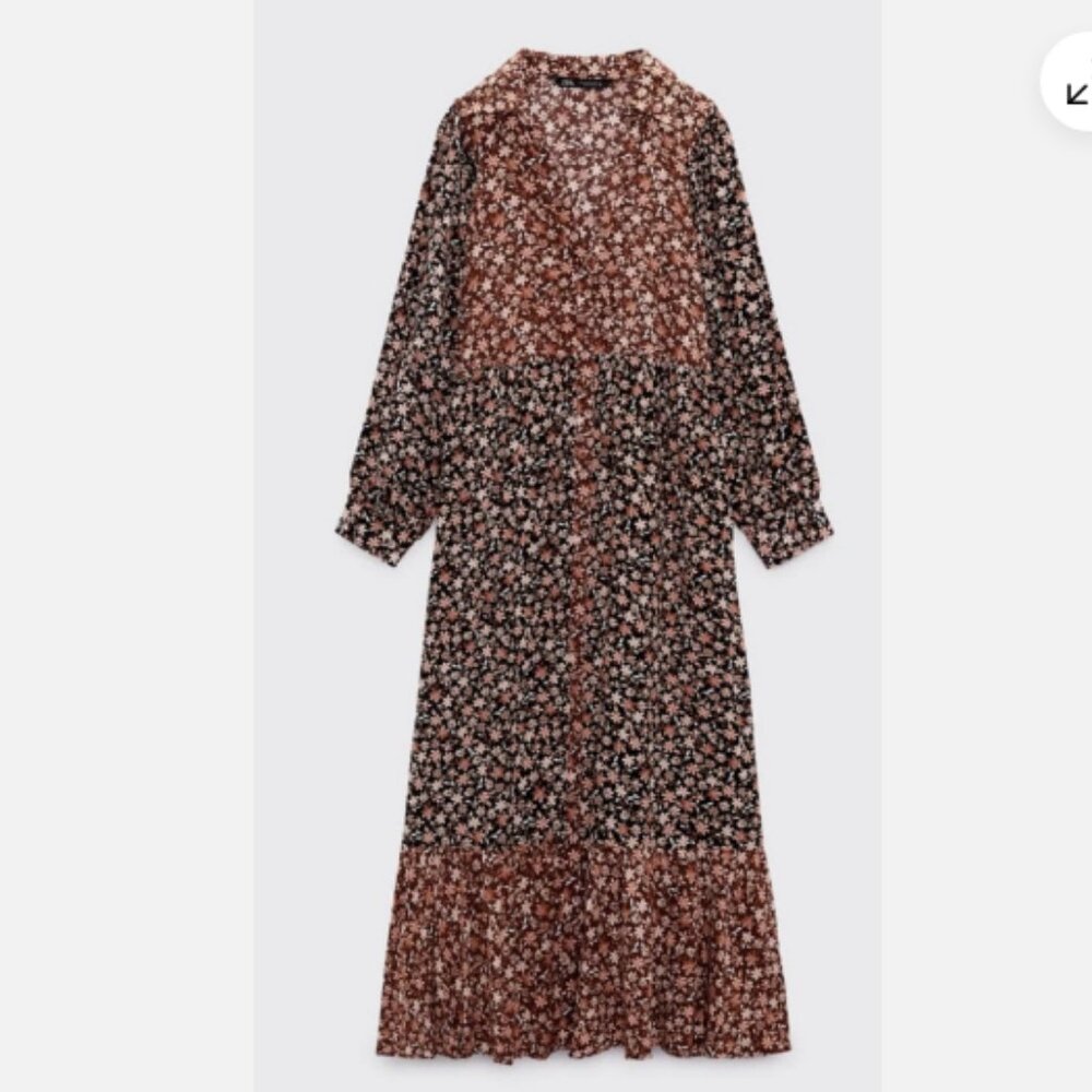 Zara - Floral Print shirt dress
